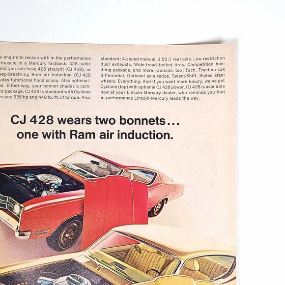 1969 Mercury Cyclone CJ 428 Vintage Print Ad Hot Rod Magazine Muscle Car Decor - Picture 3 of 6